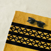 金ゴールドと垂直ブラックモノグラムバー&ダイヤモンド ビーチタオル (インサイチュ)