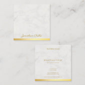 金ゴールドと大理石のエレガントハンドスクリプト文字豪華 スクエア名刺 (正面/裏面)