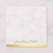 金ゴールドと大理石のエレガントハンドスクリプト文字豪華 スクエア名刺 (正面)