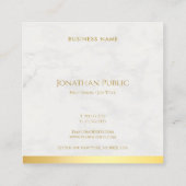 金ゴールドと大理石のエレガントハンドスクリプト文字豪華 スクエア名刺 (裏面)