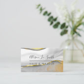 金ゴールドと大理石のヘア&メイクアップ 名刺 (スタンド正面)