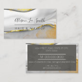 金ゴールドと大理石のヘア&メイクアップ 名刺 (正面/裏面)