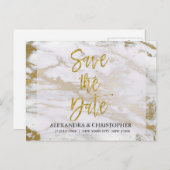 金ゴールドと大理石エレガント日付カードの保存 案内ポストカード (正面/裏面)