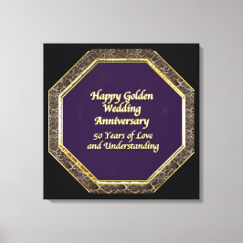 金ゴールドと大理石ハッピー結婚ズ記念日キャンバス キャンバスプリント