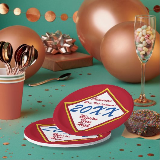 金ゴールドと学校のカラーの卒業 ペーパープレート (複数)