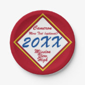 金ゴールドと学校のカラーの卒業 ペーパープレート (正面)