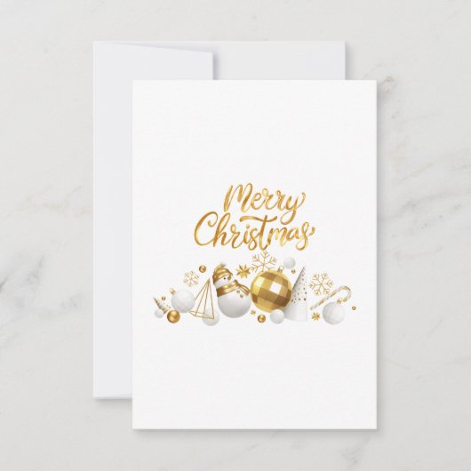 金ゴールドと家族のためのクリスマスの喜びの贈り物 サンキューカード (正面)