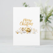 金ゴールドと家族のためのクリスマスの喜びの贈り物 サンキューカード (スタンド正面)