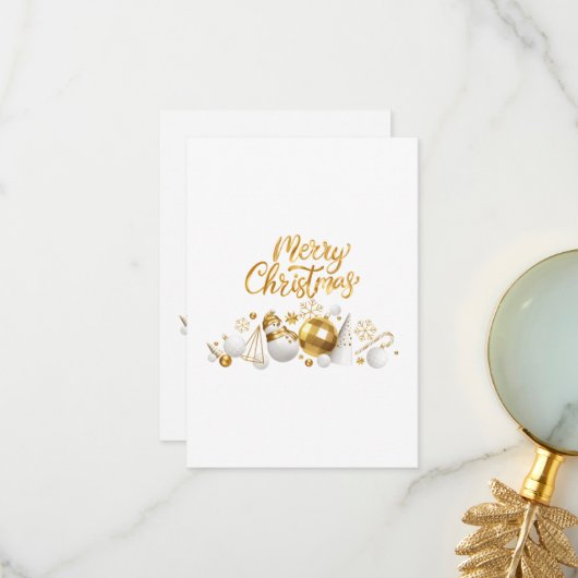 金ゴールドと家族のためのクリスマスの喜びの贈り物 サンキューカード (正面/裏面インサイチュ)