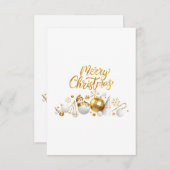 金ゴールドと家族のためのクリスマスの喜びの贈り物 サンキューカード (正面/裏面)