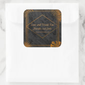 金ゴールドと幾何学模様のトロピカル結婚 スクエアシール (バッグ)