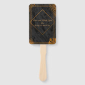 金ゴールドと幾何学模様のトロピカル結婚 ハンドファン (正面)