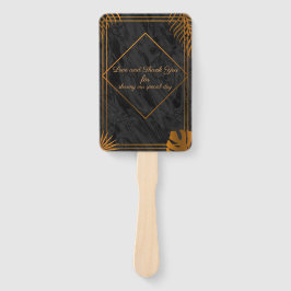 金ゴールドと幾何学模様のトロピカル結婚 ハンドファン