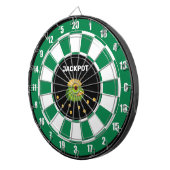 金ゴールドと文字のポットのブラックグリーンホワイト ダーツボード (正面右)