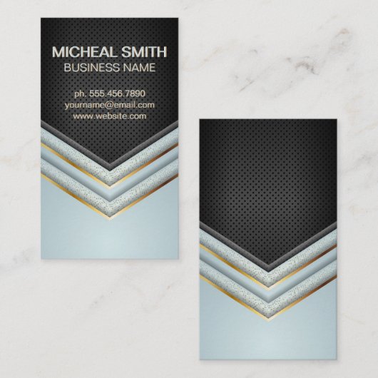 金ゴールドと斑入り高級幾何学模様 名刺 (正面/裏面)