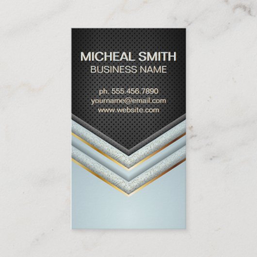 金ゴールドと斑入り高級幾何学模様 名刺 (正面)