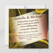 金ゴールドと暗い曲線または黄色がかった金属 マグネット招待状 (正面)