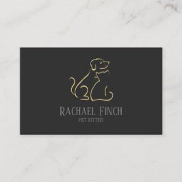 金ゴールドと木炭ミニマモダンリストペットシッター 名刺