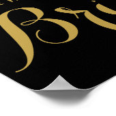 金ゴールドと来黒ここの花嫁の結婚サイン ポスター (角)