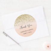 金ゴールドと桃の水彩丸シール ラウンドシール (封筒)