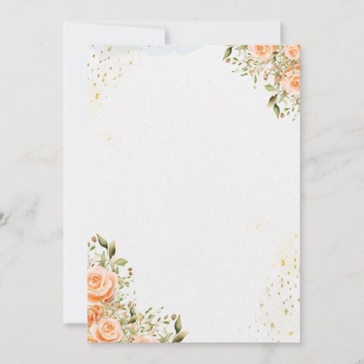 金ゴールドと桃の花結婚式招待状 招待状 (裏面)