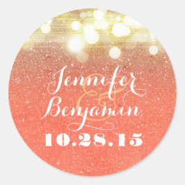 金ゴールドと桃グリッターストリングラ結婚イト ラウンドシール