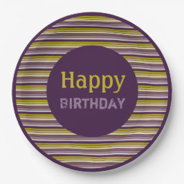 金ゴールドと梅ストライプ紙プレート ペーパープレート