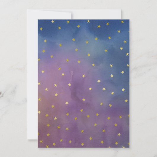 金ゴールドと水の色twinkle小さな星の赤ちゃんシャワー 招待状 (裏面)