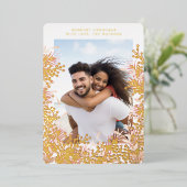 金ゴールドと水色クリスマスベリーのフォトフレーム 箔シーズンカード (立ち正面)