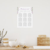 金ゴールドと水色ラベンダーの結婚シーティングチャート ポスター (キッチン)