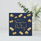 金ゴールドと海軍のサプライズ任意の年齢の誕生日パーティー 招待状 (スタンド正面)