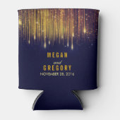 金ゴールドと海軍のストリングライトグリッター 缶クーラー (正面)