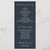 金ゴールドと海軍のフローラヴィンテージ結婚式プログラム プログラム (裏面)