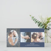 金ゴールドと海軍のフローラ写真結婚の感謝 サンキューカード (スタンド正面)