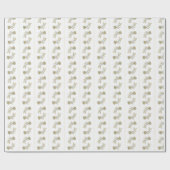 金ゴールドと海軍の花模様ストライプギフト ラッピングペーパー (フラット)