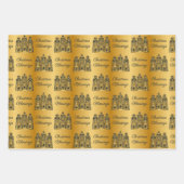 金ゴールドと海軍クリスマス恵み賢人 ラッピングペーパーシート (正面2)