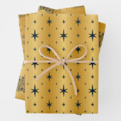 金ゴールドと海軍クリスマス恵み賢人 ラッピングペーパーシート (インサイチュ)
