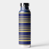 金ゴールドと海軍ストライプパターン(の模様が)ある ウォーターボトル (左面)