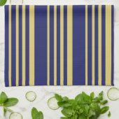 金ゴールドと海軍ストライプパターン（の模様が）ある キッチンタオル (折り畳み)