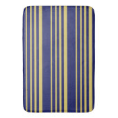 金ゴールドと海軍ストライプパターン(の模様が)ある バスマット (正面縦)