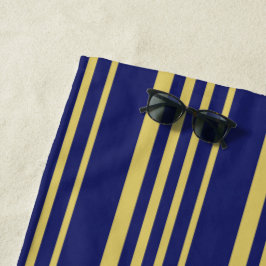 金ゴールドと海軍ストライプパターン（の模様が）ある ビーチタオル