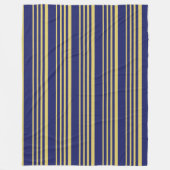 金ゴールドと海軍ストライプパターン（の模様が）ある フリースブランケット (正面)