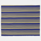 金ゴールドと海軍ストライプパターン（の模様が）ある フリースブランケット (正面(横))