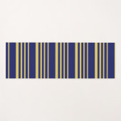 金ゴールドと海軍ストライプパターン(の模様が)ある ヨガマット (正面(横))