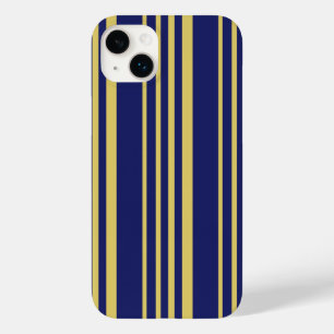 金ゴールドと海軍ストライプパターン(の模様が)ある Case-Mate iPhone 14 PLUSケース