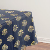 金ゴールドと海軍ヴィンテージアールデコの花模様  テーブルクロス (インサイチュ)