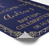 金ゴールドと海軍ヴィンテージ歓迎バプテスマ ポスター (角)