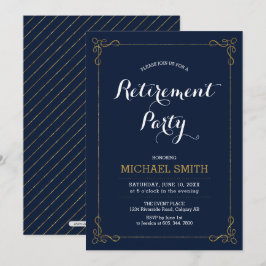 金ゴールドと海軍 |クラッシーエレガントリタイアメントパーティー 招待状