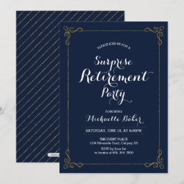 金ゴールドと海軍 |サプライズエレガントリタイアパーティー 招待状