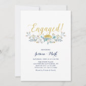 金ゴールドと海軍 | ボホフローラ婚約パーティインビタ 招待状 (正面)